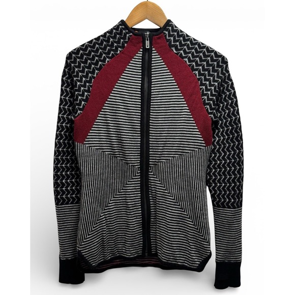 Smartwool Jackets & Blazers - Smartwool Womens Small Black/White/Pink Striped Herringbone Wool Full Zip Jacket